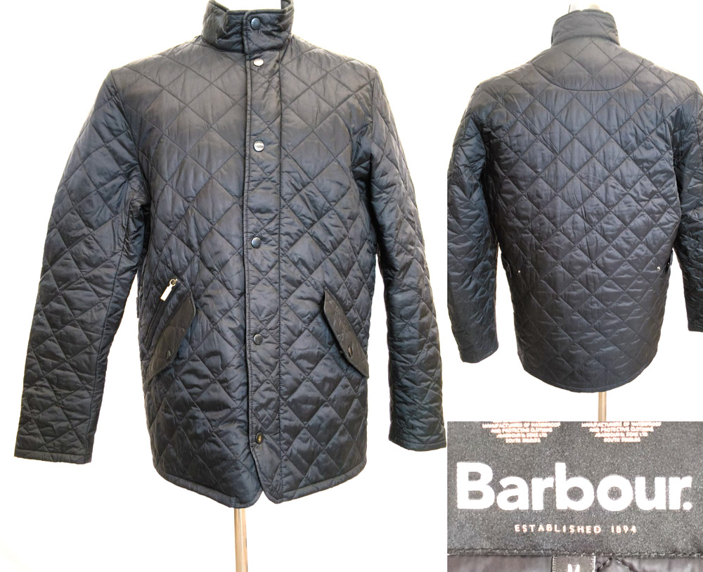 Barbour Quilted Jacket Men's M Black Classic Flyweight Chelsea #W4970